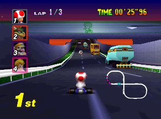 Mario Kart 64 - Flower Cup - Toad's Turnpike 2.
