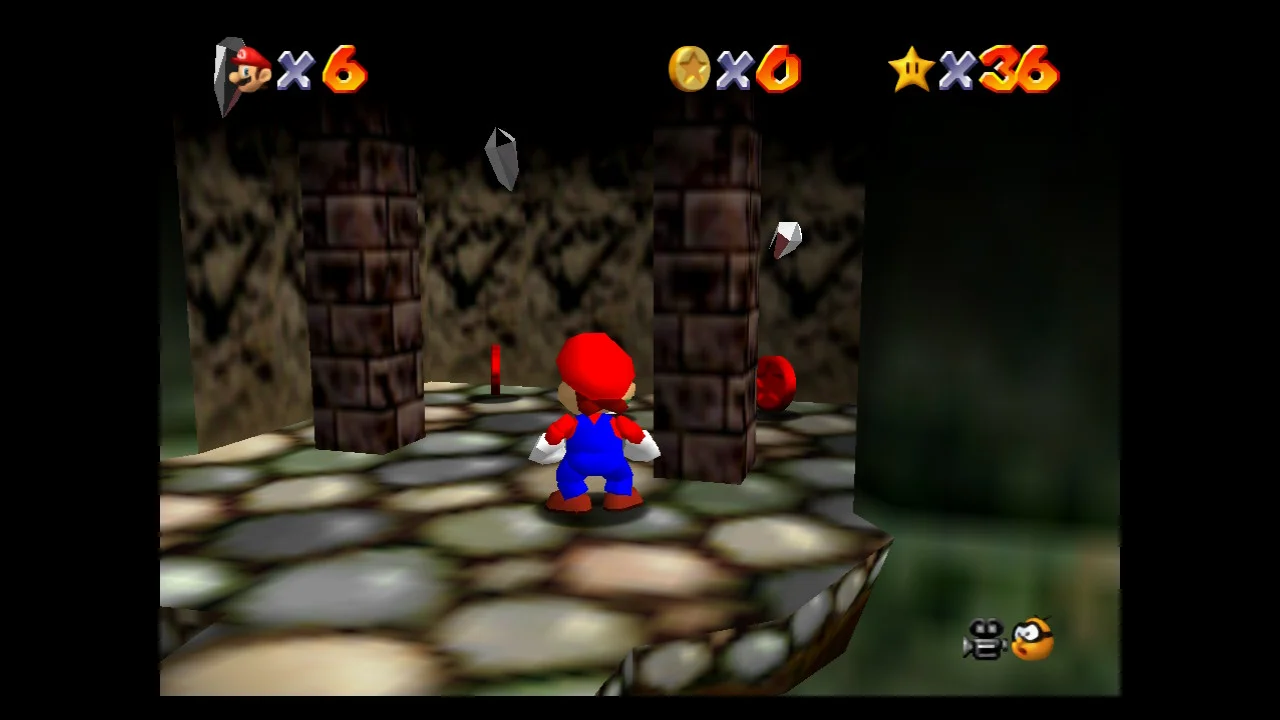 Super Mario 64 - 6. Cavern of the Metal Cap 8 Red Coins - Peach's Castle Secret Stars 3.